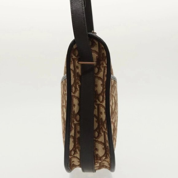 Christian Dior Trotter Canvas Shoulder Bag Gold Brown - Picture 4 of 15